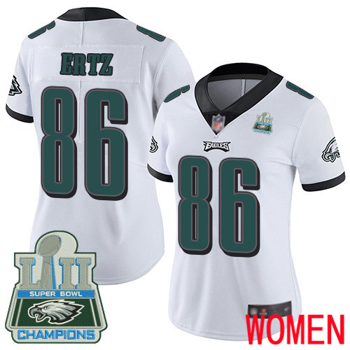 Women Philadelphia Eagles #86 Zach Ertz White Vapor Untouchable NFL Jersey Limited Player Super Bowl LII Champions